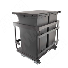Картинка Vibo KOMBI 2.0 M60W Система сортировки и хранения, 2 емкости (47л+47л), креп. фасада, полн.выдв., плавн.закр., направл. Nova Pro, крышка-полка (KOMBI2GME602ASCGMRF)