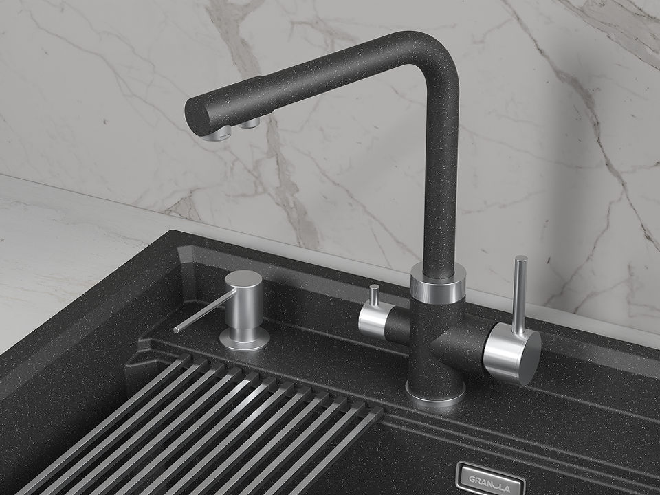 Фото Смеситель для кухни GRANULA 5015, ЧЁРНЫЙ
