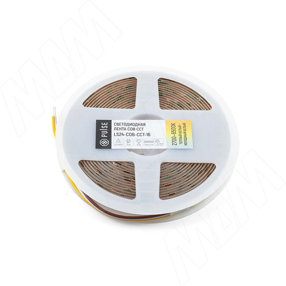 Фото PULSE CCT COB Светодиодная лента, 640 диодов, 24V, 5 м, CRI 90, теплый белый - холодный белый 2700-6500К, IP20, 16W/1м (LS24-COB-CCT-16)