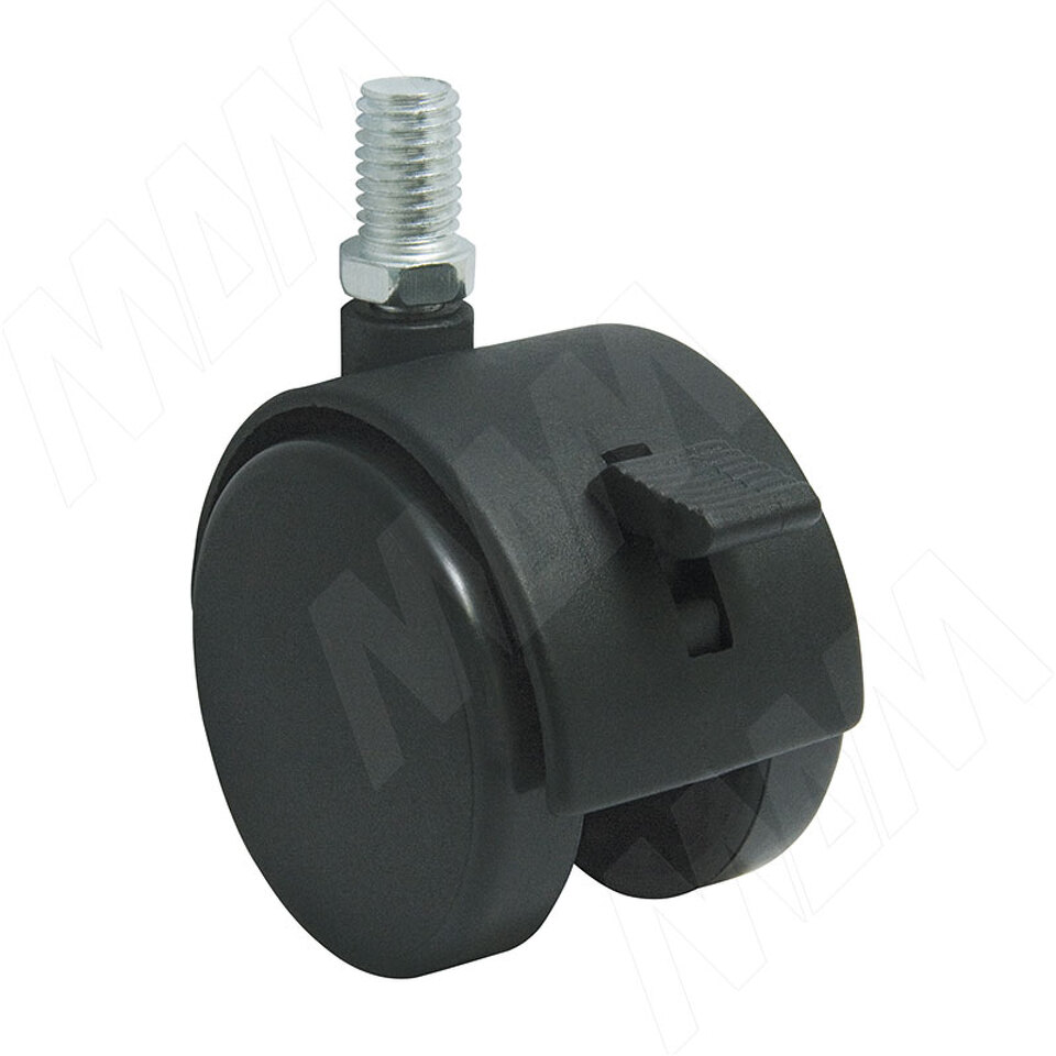 Фото PULSE Опора колесная D50 мм с винтом M10х15 мм, со стопором, черный (OK-50/2-CT),  Мебельное колесо
