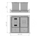 Превью картинка Elletipi METROPOLIS Система сортировки и хранения, фасад 600мм, 2 емкости с крышкой (15л+15л), цвет серый базальт (PTC28060503FC97) #11