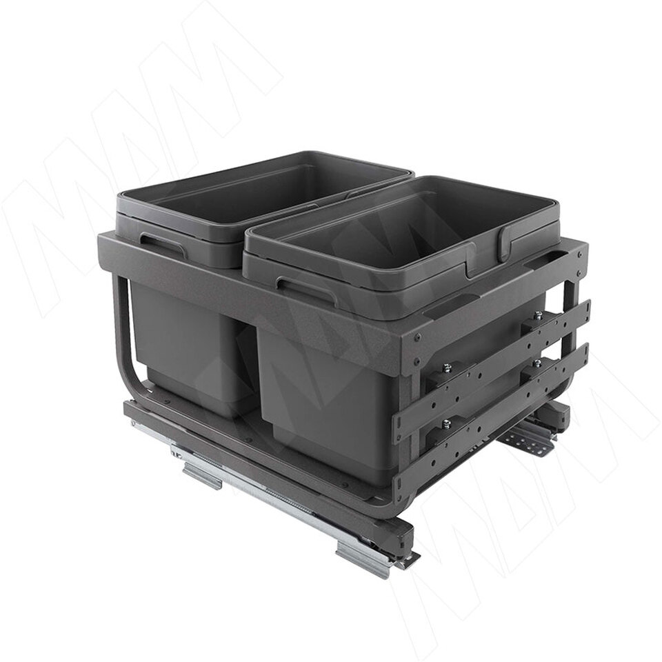 Фото Vibo KOMBI 2.0 MINI M40W Система сортировки и хранения, 2 емкости (12л+12л), креп. фасада, полн.выдв., плавн.закр. направл. Nova Pro (MKOMBI2GME402SCGM)