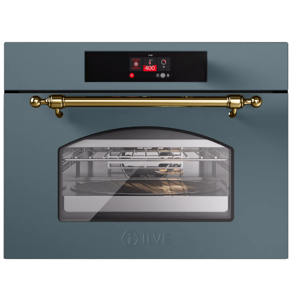 Фото Электрический духовой шкаф ILVE 645NTZ41/BGG серо-голубой (фурн.латунь)