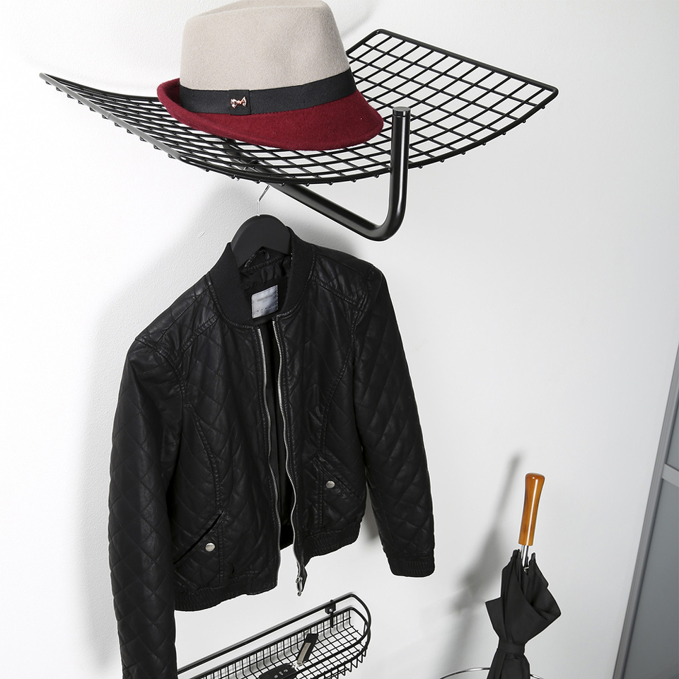 Фото LjM Держатель LIVI для одежды с полкой для аксессуаров, черный