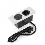 Превью картинка PULSE ДЕСК Открытый блок розеток,  188*80 мм, 1 розетка, 1 USB, 1 USB Type-C, быстрая зарядка, серебро, DESK (DS-S-1S1A1C-F-AL) #1