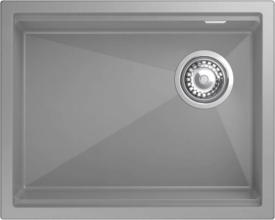 Фото Гранитная мойка Rivelato LINO 554-R 1-чаш 550*440 grigio metallizzato