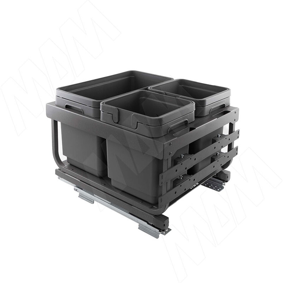 Фото Vibo KOMBI 2.0 MINI M45W Система сортировки и хранения, 3 емкости (16л+7л+7л), креп. фасада, полн.выдв., плавн.закр. направл. Nova Pro (MKOMBI2GME453SCGM)