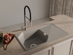 Превью картинка Смеситель для кухни Rivelato Adria U-обр. гибкий излив с краном питьевой воды D-35мм Серый 803/хром #3