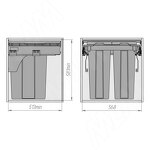 Превью картинка PULSE PROBOX LT F60 Система сортировки и хранения, 2 емкости (2x35), креп. фасада, полн.выдв., плавн.закр., цвет графит (BRD602-70HDG) #3