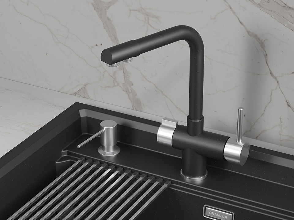 Фото Смеситель для кухни GRANULA 5008, ШВАРЦ