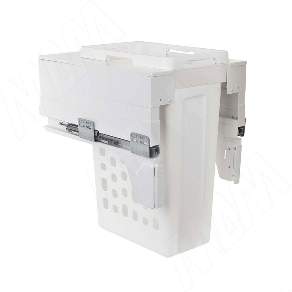 Фото PULSE HAMPER LM40 Корзина для белья выдвижная, 1 емкость (35л), напр.полн.выдв., плавн.закр., креп.фасада, цвет белый (LHM401-35WT)