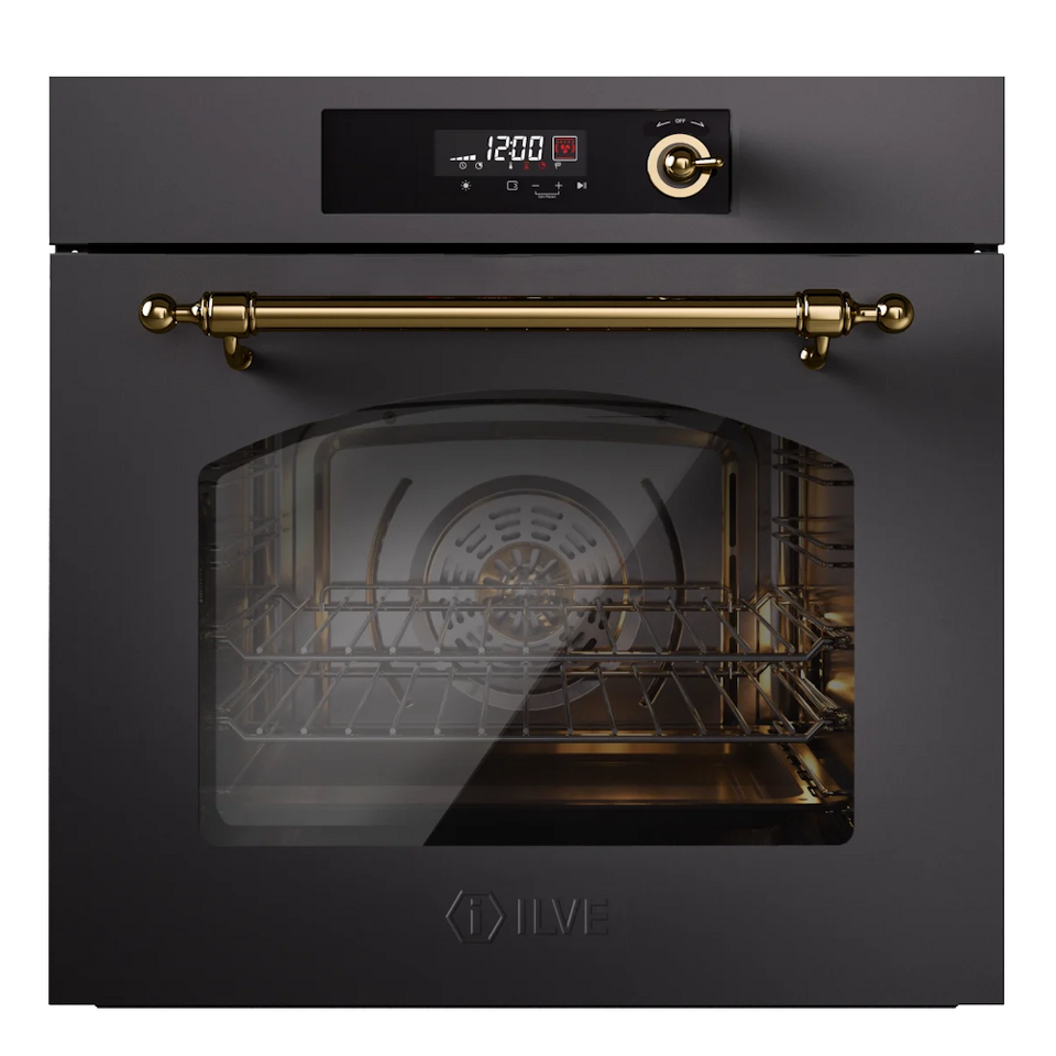 Фото Электрический духовой шкаф ILVE Nostalgie OV601NL3/MGG матовый графит (фурн. латунь)