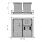 Превью картинка Elletipi METROPOLIS Система сортировки и хранения, фасад 600мм, 3 емкости с крышкой (15л+6л+6л), цвет серый базальт (PTC28060504FC97) #10