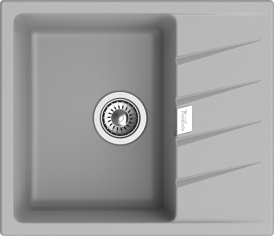 Фото Кварцевая мойка Rivelato RAUM 58 1-чаша 580*500мм grigio metallizzato