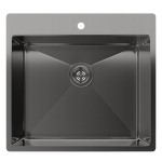 Превью картинка Металлическая мойка Rivelato RINOX 4450 PVD black нерж.сталь 1 чаша 440*500*200 мм #1