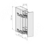 Превью картинка Vibo ROUND Двухуровневая корзина в верхн. яр. 150 мм (бутылочница), бок. крепл. лев., с направл. Nova Pro (EPQGM152SXSCGM) #3