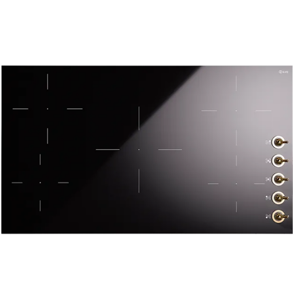 Фото Индукционная варочная панель ILVE HVI395N/BKG глянцевый черный (фурн. латунь)