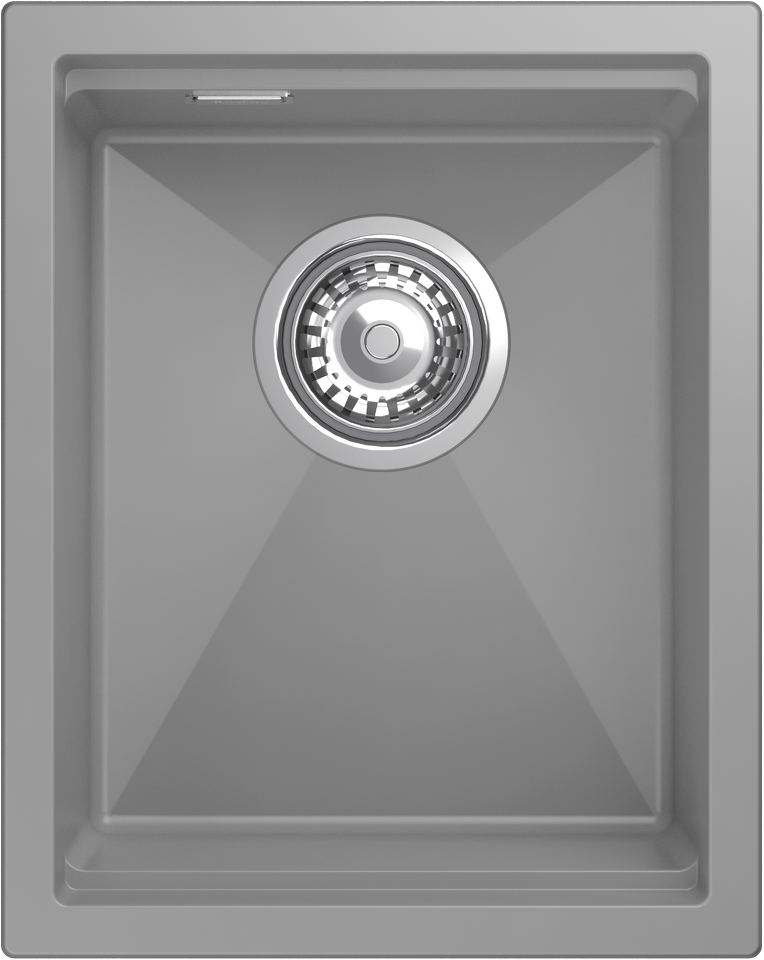 Фото Гранитная мойка Rivelato LINO 354 1-чаш 350*440 grigio metallizzato