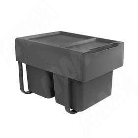 Картинка PULSE EASYBOX F40 Корзина встраиваемая для мусора выдвижная с доводчиком и крышкой-полкой, объём 30 (2x15) л, цвет тёмно-серый (EMB402-30DG)
