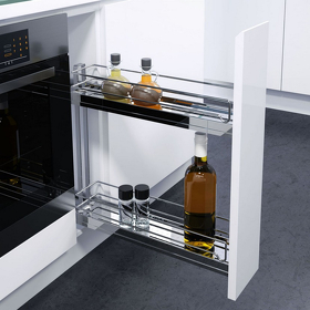 Картинка Vauth-Sagel Бутылочница с жестяным дном, выдвижной фасад 150 мм, хром