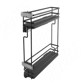 Картинка Vibo GALAXY Двухуровневая корзина 150 мм, эллипт. прут, противоск., с компл. креплений, с боковым крепл. лев., направл. плавн. закр. Nova Pro, графит (ELQGM152SXPRPOMASVGF)