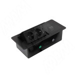 Превью картинка PULSE ПОП-АП Выдвижной блок розеток, 265*118 мм, 2 розетки, 1 USB, 1 USB Type-C, быстрая зарядка, беспроводная зарядка, черный, POP-UP (PU-S-2S1A1C-FW-BL) #1