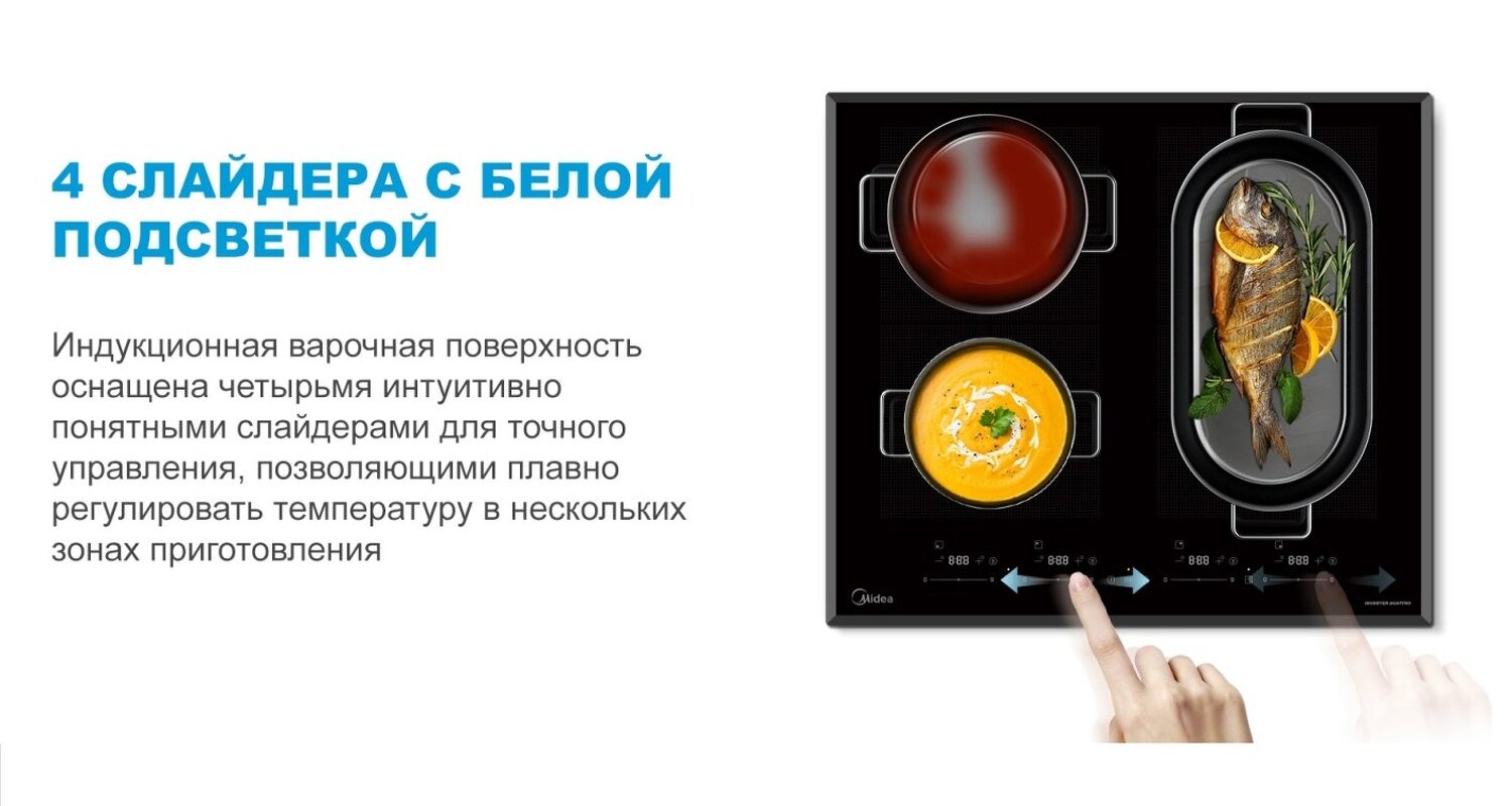 Преимущества Индукционная варочная панель Midea MIH67880F