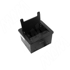Картинка PULSE ФЛИП Блок розеток с откидной крышкой, 144*129 мм, 1 розетка, 1 USB, 1 USB Type-C, быстрая зарядка, черный, FLIP (FU-S-1S1A1C-F-BL)