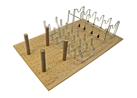 Картинка Деревянный органайзер WOODLINE для кастрюль, крышек и сковородок, фасад 900 мм, 824x472х210 мм, дуб