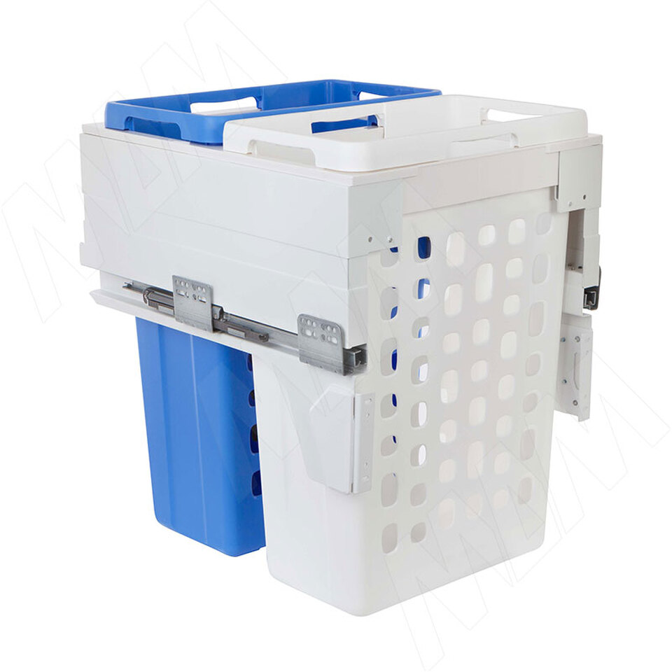 Фото PULSE HAMPER LM45 Корзина для белья выдвижная, 2 емкости (35л+35л), напр.полн.выдв., плавн.закр., цвет белый (LHM452-70WT)