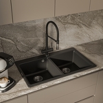 Превью картинка Гранитная мойка Rivelato AXEL 90-2D 2-чаши 870*520мм Антрацит 501 #3