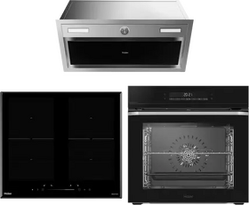 Картинка Haier духовой шкаф HOQ-P16AS5GB + индукционная варочная панель HHK-Y64TJVB + вытяжка HVX-BI664GBX