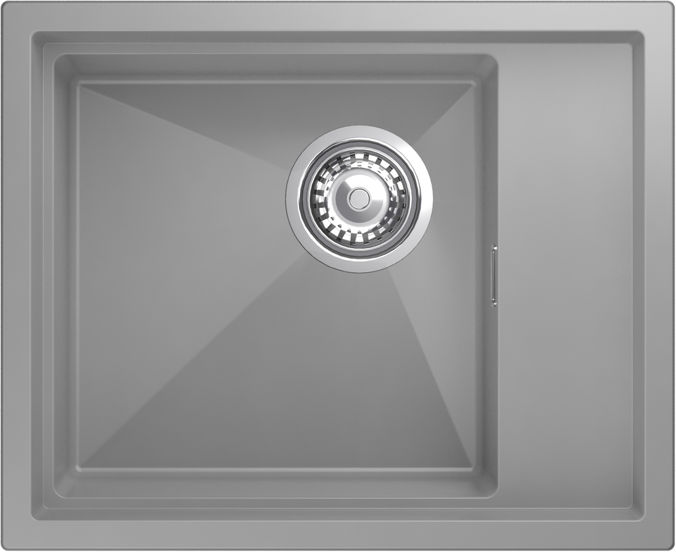 Фото Гранитная мойка Rivelato NOBILE 544-R 1-чаш 540*440 grigio metallizzato