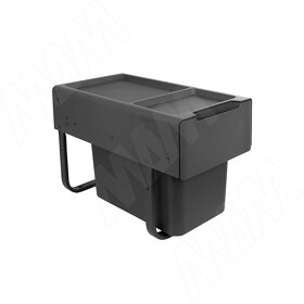 Картинка PULSE EASYBOX F30 Корзина встраиваемая для мусора выдвижная с доводчиком и крышкой-полкой, объём 19 (1x19) л, цвет тёмно-серый (EMB301-19DG)