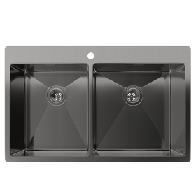 Картинка Rivelato RINOX 8050 B2 PVD black нерж.сталь 2 чаши 800*500*200 мм