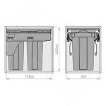 Превью картинка PULSE PROBOX LT F40 Система сортировки и хранения, 2 емкости (2x18), креп. фасада, полн.выдв., плавн.закр., графит (BRD402-36DG) #3