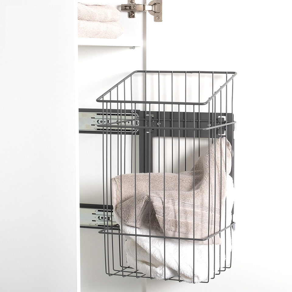 Фото LjM Корзина KEMI для хранения белья 21 л, распашной фасад от 300 мм, антрацит