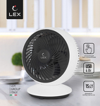 Превью картинка Вентилятор Lex LXFC 8377, 6" настольный вентилятор, USB, белый #1