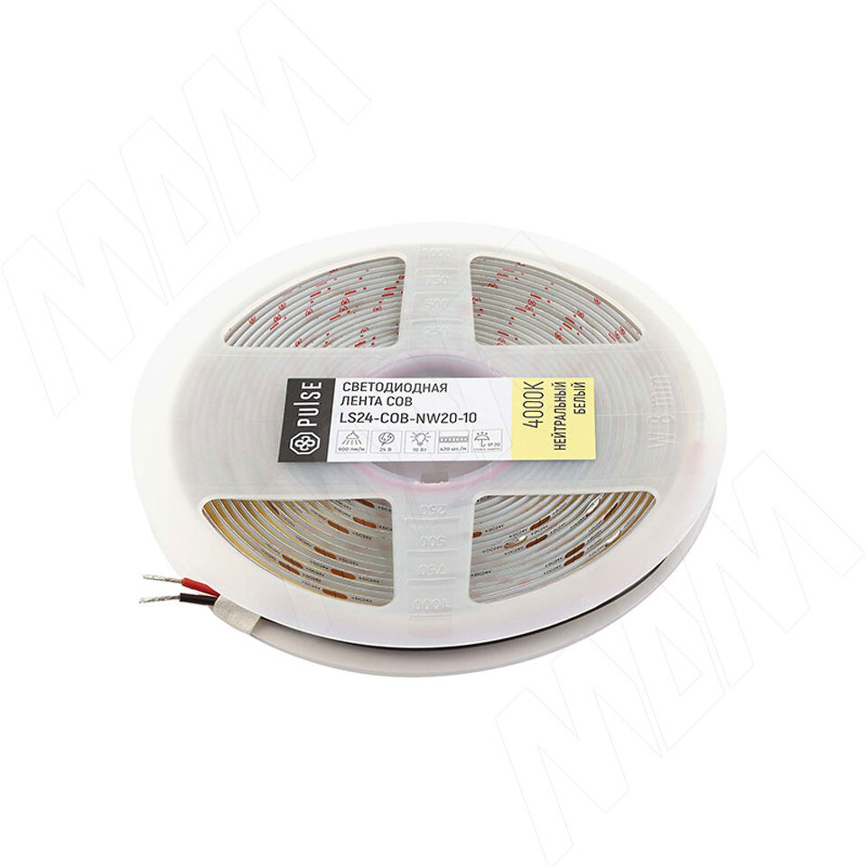 Фото PULSE ЛЮКС COB лента светодиодная, 420 диодов, 24V, 5 м, CRI 90, нейтральный белый 4000К, IP20, 10W/1м, LUX (LS24-COB-NW20-10)