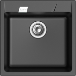 Превью картинка Гранитная мойка Rivelato RAUM 50 1-чаша 510*510мм Черный 502 #1
