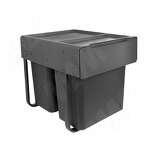 Превью картинка PULSE EASYBOX F45 Корзина встраиваемая для мусора выдвижная с доводчиком и крышкой-полкой, объём 50 (2x25) л, цвет тёмно-серый (EMB452-50DG) #1