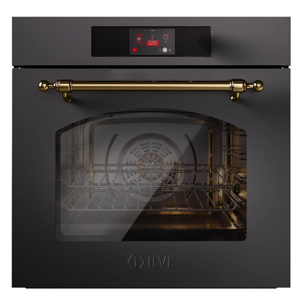 Фото Электрический духовой шкаф ILVE Nostalgie OV601NTPY/MGG матовый графит (фурн.латунь)