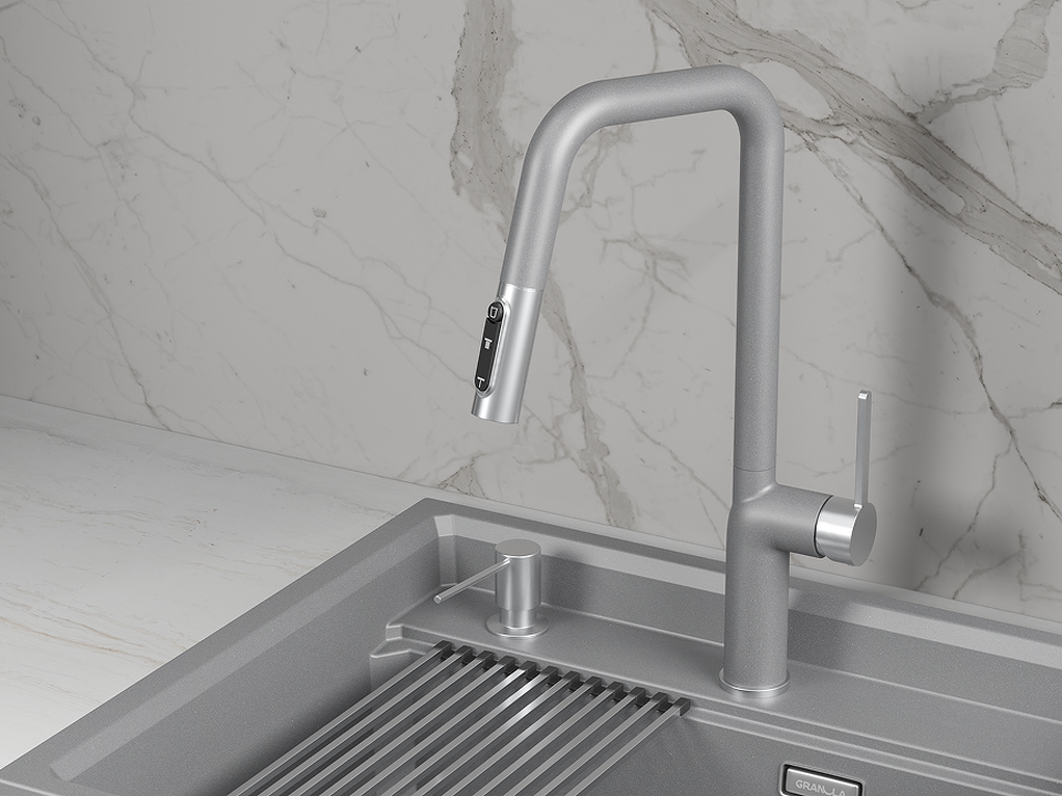 Фото Смеситель для кухни GRANULA 9011, АЛЮМИНИУМ