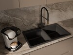 Превью картинка Смеситель для кухни Rivelato Adria U-обр. гибкий излив с краном питьевой воды D-35мм Антрацит 501/золото #3