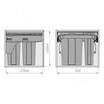 Превью картинка PULSE PROBOX LT F60 Система сортировки и хранения, 4 емкости (2x9+2x21), креп. фасада, полн.выдв., плавн.закр., цвет графит (BRD604-60HDG) #3