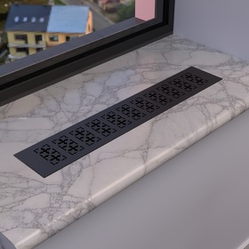 Картинка Duslar Решетка вентиляционная с орнаментом 400х80 мм, черный