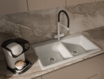 Превью картинка Смеситель для кухни Rivelato Adria U-обр. гибкий излив с краном питьевой воды D-35мм Белый 101/хром #3