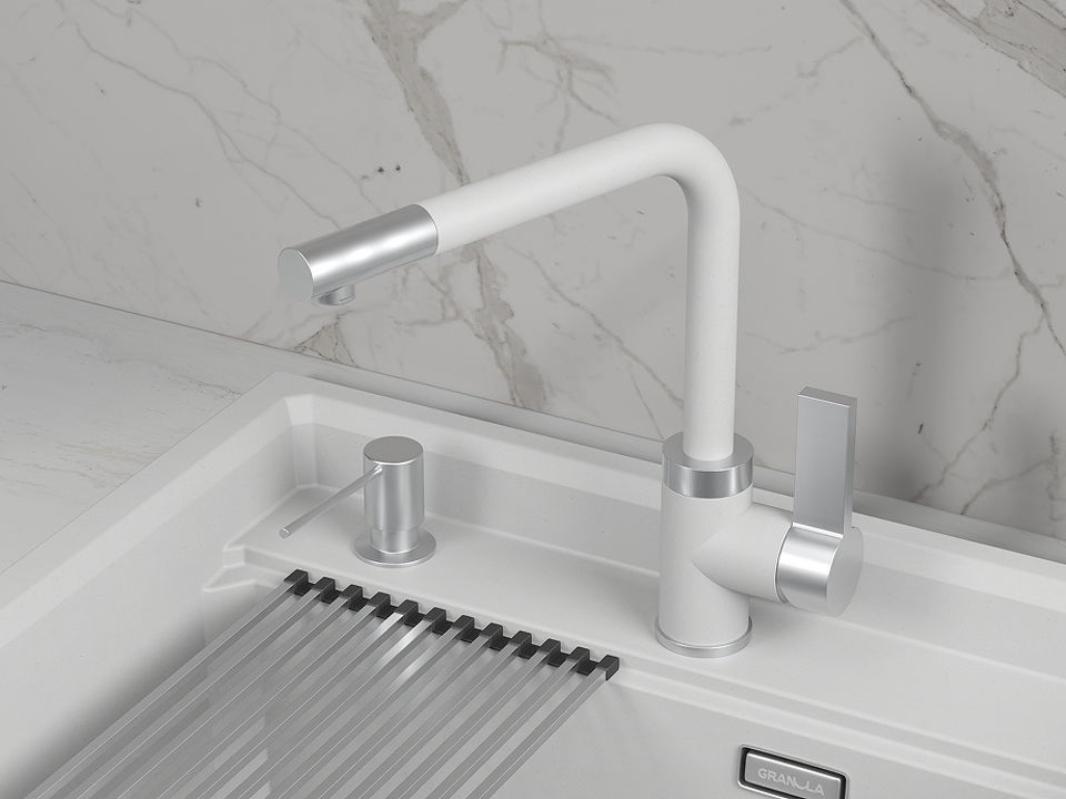 Фото Смеситель для кухни GRANULA 5504, АРКТИК (БЕЛЫЙ)
