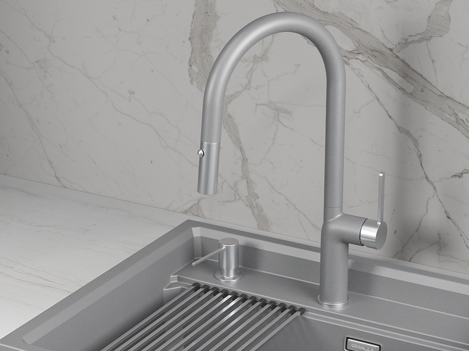 Фото Смеситель для кухни GRANULA 9010, АЛЮМИНИУМ