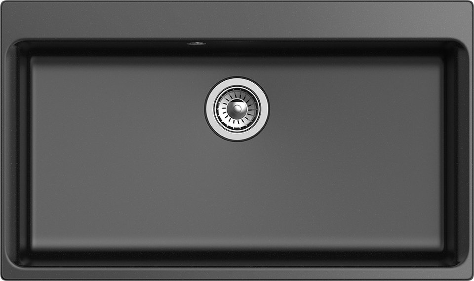 Фото Кварцевая мойка Rivelato AXEL 90 1-чаша 870*520мм nero